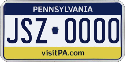PA license plate JSZ0000