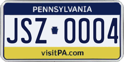 PA license plate JSZ0004