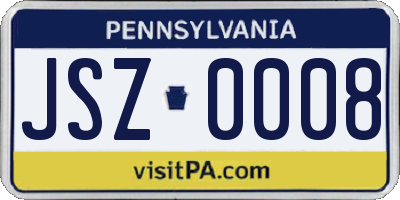 PA license plate JSZ0008