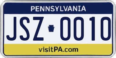 PA license plate JSZ0010