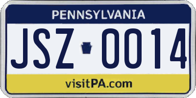 PA license plate JSZ0014