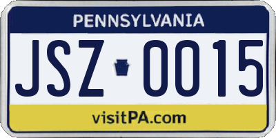 PA license plate JSZ0015