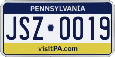 PA license plate JSZ0019