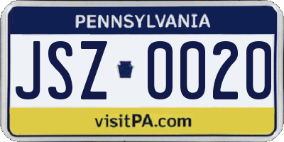 PA license plate JSZ0020