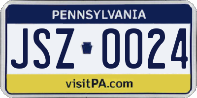 PA license plate JSZ0024