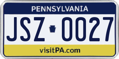 PA license plate JSZ0027