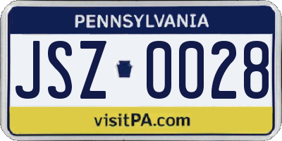 PA license plate JSZ0028