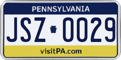 PA license plate JSZ0029
