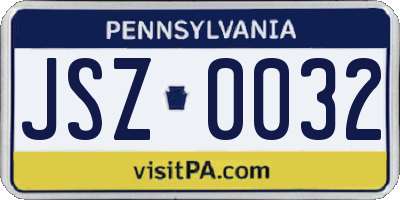 PA license plate JSZ0032
