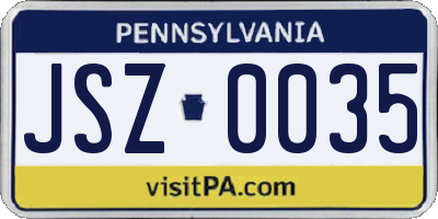 PA license plate JSZ0035