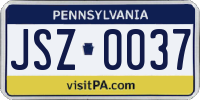 PA license plate JSZ0037