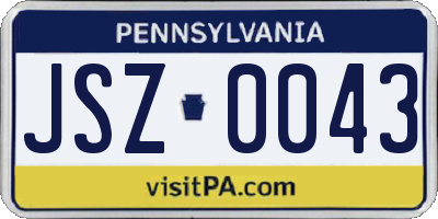 PA license plate JSZ0043