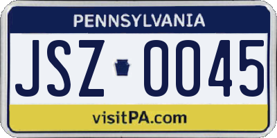 PA license plate JSZ0045