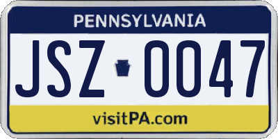 PA license plate JSZ0047