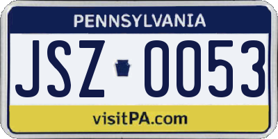 PA license plate JSZ0053