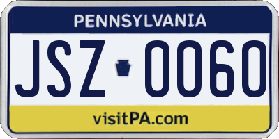 PA license plate JSZ0060