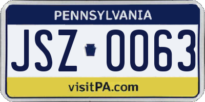 PA license plate JSZ0063