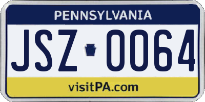 PA license plate JSZ0064