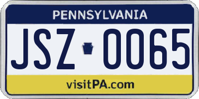 PA license plate JSZ0065