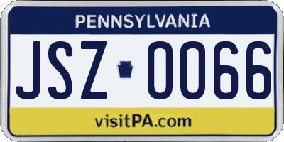PA license plate JSZ0066