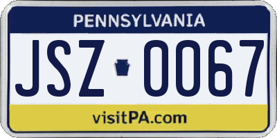 PA license plate JSZ0067