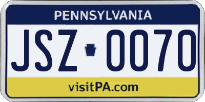 PA license plate JSZ0070
