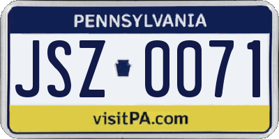 PA license plate JSZ0071