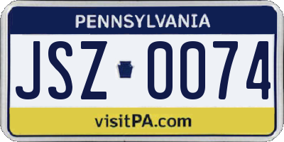 PA license plate JSZ0074