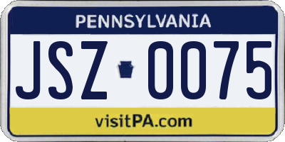 PA license plate JSZ0075