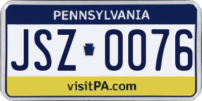 PA license plate JSZ0076