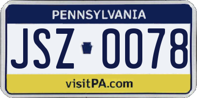 PA license plate JSZ0078