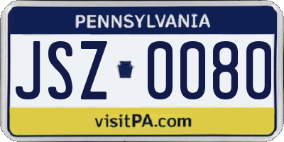 PA license plate JSZ0080