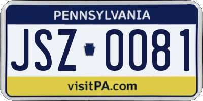 PA license plate JSZ0081