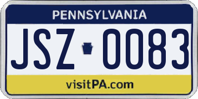 PA license plate JSZ0083