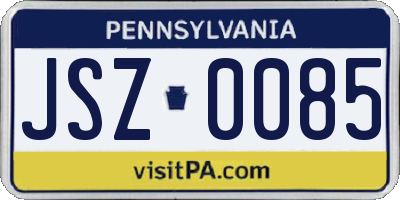 PA license plate JSZ0085