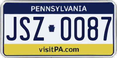 PA license plate JSZ0087