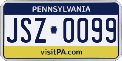 PA license plate JSZ0099