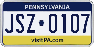 PA license plate JSZ0107