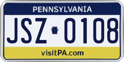 PA license plate JSZ0108