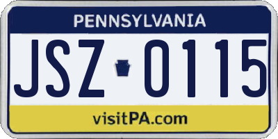 PA license plate JSZ0115