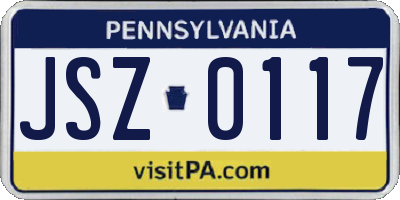 PA license plate JSZ0117