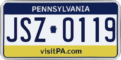 PA license plate JSZ0119