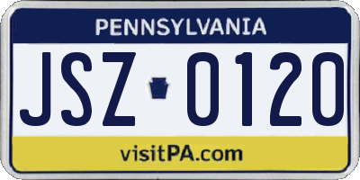 PA license plate JSZ0120