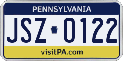 PA license plate JSZ0122