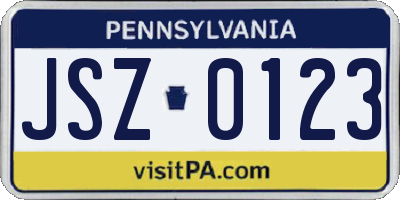 PA license plate JSZ0123
