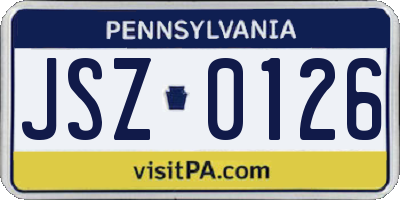 PA license plate JSZ0126