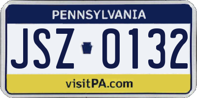 PA license plate JSZ0132