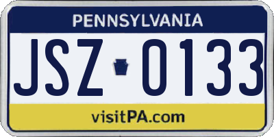 PA license plate JSZ0133