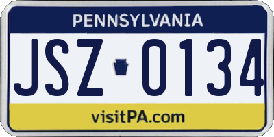 PA license plate JSZ0134
