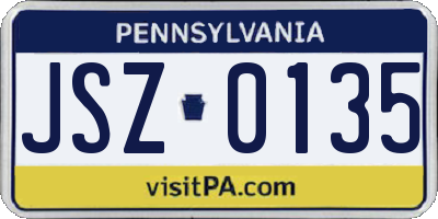 PA license plate JSZ0135
